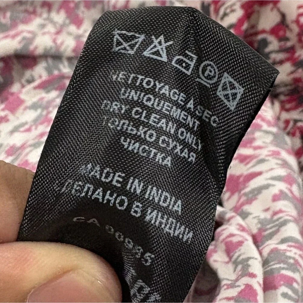 Etoile Isabel Marant Almeya Abstract Print Floral Pink Boho Midi Dress Sz 36 - Picture 12 of 12